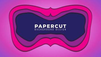 Gloomy Dark Papercut Layers Vector Illustration. Abstract Background Design Template. Pink Magenta Purple Dark Blue Gradient Color Theme.