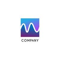 Colorful Wave Mountain Logo Design Concept, Square Logo Template vector
