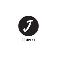 Letter J Alphabetic Logo Design Template, Black and White, Ninja, Brush, Flat Simple Clean, Lettermark Logo Concept, Rounded Ellipse vector