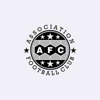 plantilla de diseño de logotipo alfabético de carta afc, concepto de logotipo de club de fútbol de asociación, negro, gris, emblema, elipse, logotipo redondeado, elemento de estrellas, hexagonal vector