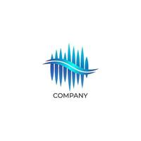 Audio Wave Spectrum Visual Logo, Sharp Spectrum Bar Design Vector,Audio Logo Template, Blue, White Background vector