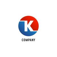 Letter K Alphabetic Logo Design Template,Abjad, Flat Simple Clean Concept, White, Red, Blue, Lettermark, Rounded Ellipse, Modern vector