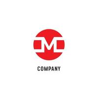 Letter M Alphabetic Logo Design Template, Abjad, Flat Simple Clean, Red, Rounded Ellipse Lettermark Concept vector