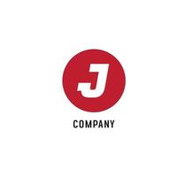 letra j plantilla de diseño de logotipo alfabético, concepto simple y plano, rojo, blanco, elipse redondeada, marca de letra vector