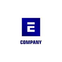 Letter E Alphabet Logo Design Template, Box, Rectangle, Square Logo Concept, Blue, White Background, Simple Clean, Strong And Bold, Lettermark vector