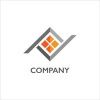 Abstract Flip House Real Estate Logo Design Template. Grey and Orange Color Identity vector