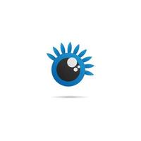 Cute Eye Cartoon Logo Design Template, Company Logo Concept, Vector Icon, Blue, Black, Ellipse