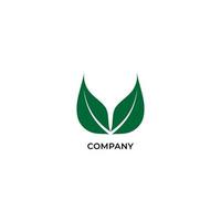 Twin green leaf illustration. Save our planet logo concept isolated on white background. Nature logo design template. Save the earth. Save our planet. vector