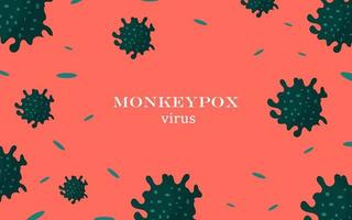 Banner with monkeypox viruses to inform about the spread of the disease. The concept of pandemic design and about the precautions disease. Vector illustration with an an image of bacteria, virus.