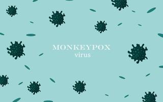 Banner with monkeypox viruses to inform about the spread of the disease. The concept of pandemic design and about the precautions disease. Vector illustration with an an image of bacteria, virus.