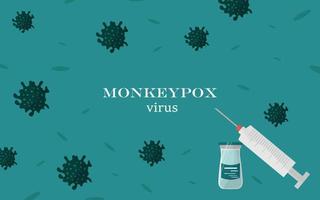 Banner with monkeypox viruses to inform about the spread of the disease. The concept of pandemic design and about the precautions disease. Vector illustration with an an image of bacteria, virus.