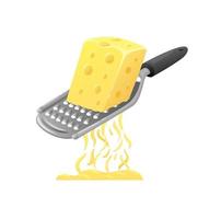 herramienta de rallador de queso utensilios de cocina, vector de ilustración de dibujos animados de símbolo de comida de cobertura de queso