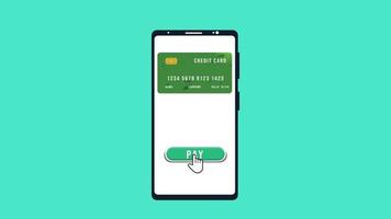 Online money transferring and payment system inside a mobile 4K animation. Using an ATM card inside a mobile, digital payment method 4K footage. Transferring money with a smartphone animated video. video