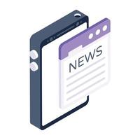 Isometric icon of online news is up for premium use vector