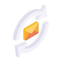 Email sync icon in isometric style vector