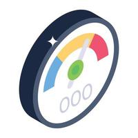 Performance testing, isometric icon of speedometer vector