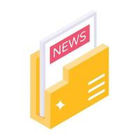 An isometric icon of news record vector