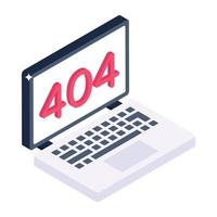 An isometric icon of 404 error vector