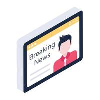 Breaking news icon designed in isometric style vector