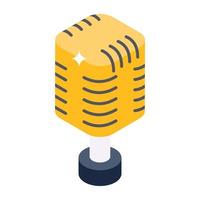 Recording device, isometric icon of microphone vector