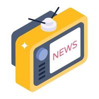 A customizable isometric icon of TV news vector