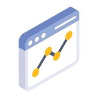 An isometric icon of website analytics vector