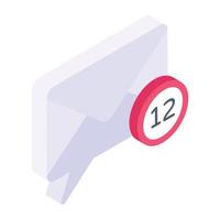 icono isométrico de moda de las notificaciones de correo vector