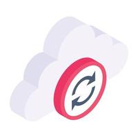 Ready to use isometric icon of cloud sync vector