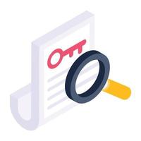 A scalable isometric icon of keyword search vector