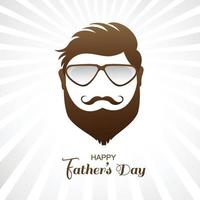 Beautiful man face with beard on mustache glasses happy fathers day background vector