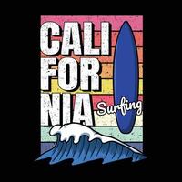 California surfboard retro vector illustration