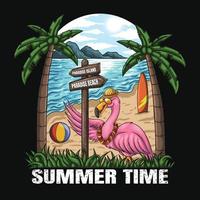 flamingo bienvenido vacaciones de verano en la playa ilustración vectorial