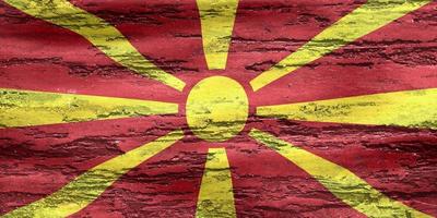 Ilustración 3d de una bandera de macedonia del norte - bandera de tela ondeante realista foto