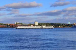 View on the baltic sea at the port of Kiel with some boats and ships photo