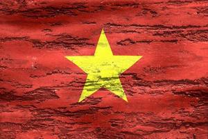 3D-Illustration of a Vietnam flag - realistic waving fabric flag photo