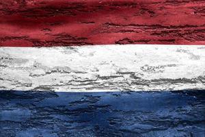 Ilustración 3d de una bandera holandesa - bandera de tela ondeante realista foto