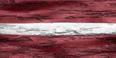 Ilustración 3d de una bandera de letonia - bandera de tela ondeante realista foto