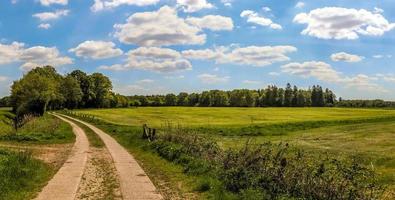 Beautiful high resolution panorama of a landscape with fields and green grass found in Denmark and Germany. photo