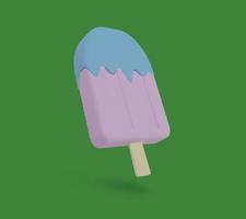 ice cream sticks with strawberry and grape flavor isolated on green background photo