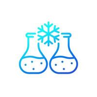 endothermic reaction line vector icon with test tubes