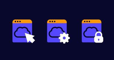 Cloud access icons for web, vector