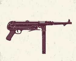 german submachine gun MP 40, infamous world war 2 firearm, vector illustration