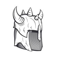 warrior helmet with horns isolated on white, vector illustration