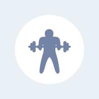 Bicep curl icon, man doing arm exercise vector