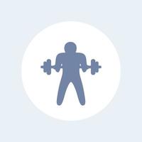 Bicep curl icon, man doing arm exercise vector