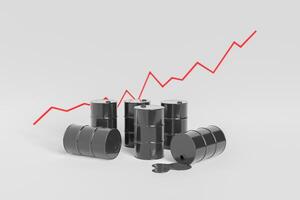 Oil barrels against rising graph photo