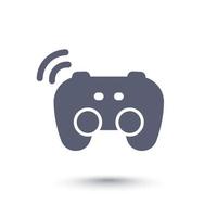 icono de gamepad, controlador de juegos inalámbrico, videojuegos, pictograma aislado en blanco vector