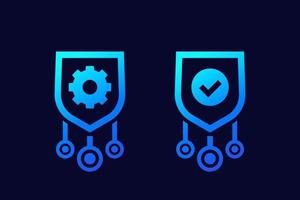 privacy settings vector icons with shield