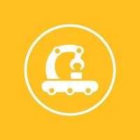 conveyor line icon, production, factory, assembly robot, vector illustration