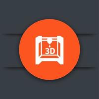 3d printer, additive manufacturing round icon vector